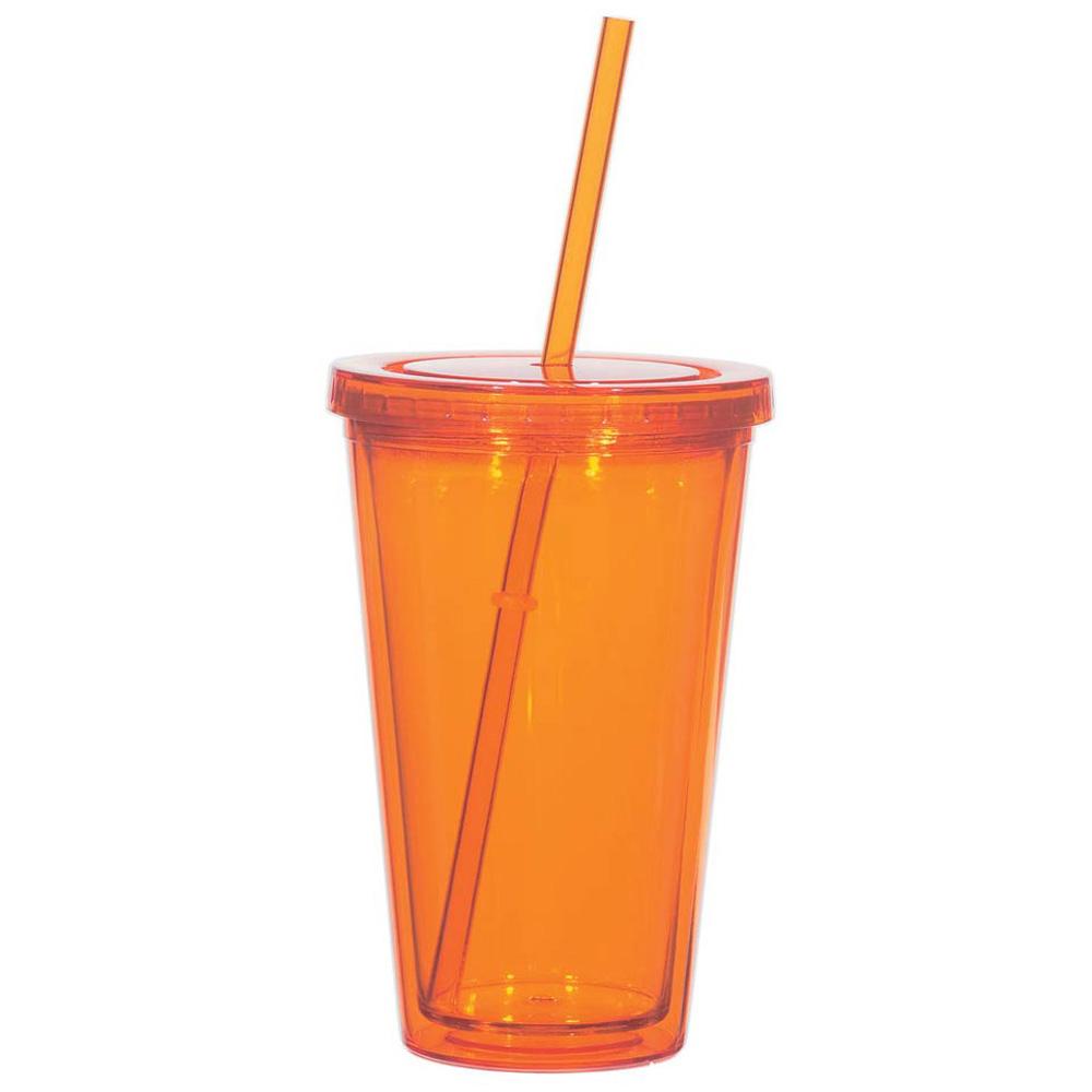 Promo 16 Oz. Double Wall Acrylic Tumblers With Straw