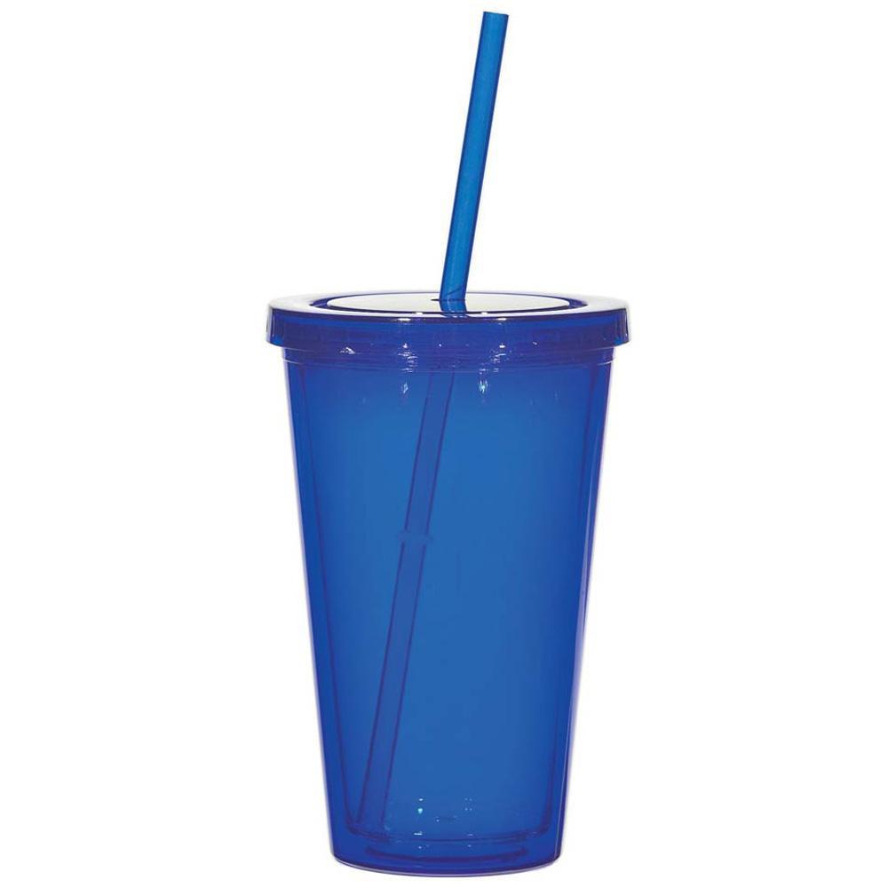 Promo 16 Oz. Double Wall Acrylic Tumblers With Straw