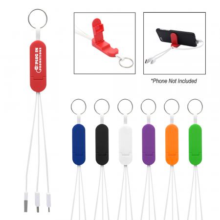 3-In-1 Charging Cable Phone Stand & Key Rings 3