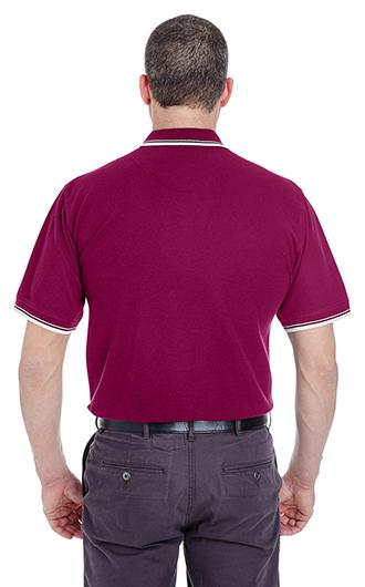 UltraClub Men's Short-Sleeve Whisper Pique Polo with Tipp 1