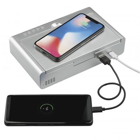 UV Sanitizer Desk Clock with Wireless Charging - Full Color 1