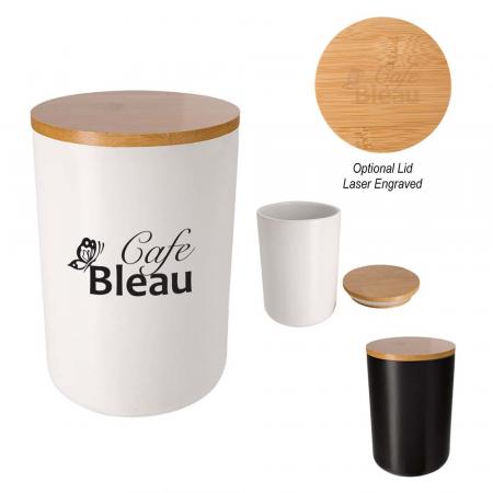 24 Oz. Ceramic Containers With Bamboo Lid 1