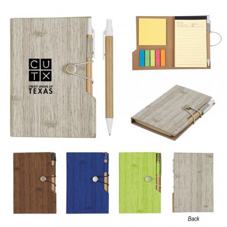 Woodgrain Look Notebooks with Sticky Notes And Flags 1