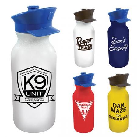 20 oz. Value Cycle Bottles with Police Hat Push 'n Pull Caps 1