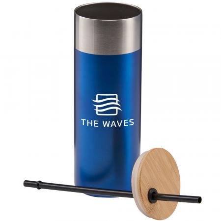 20 Oz. Stainless Steel Tumbler With Bamboo Lid & Straw 1