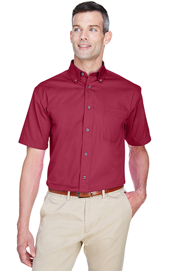 Harriton Mens Easy Blend Short-Sleeve Twill Shirt with Stain-R