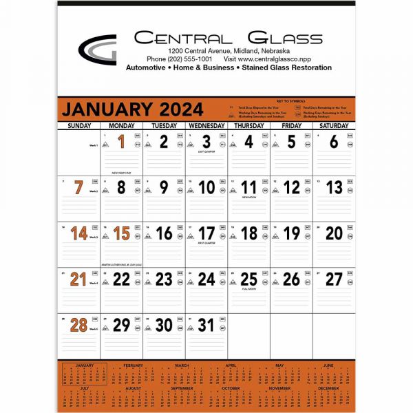 Orange & Black Contractor's Memo Calendars