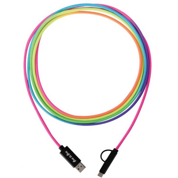 3-In-1 10 Ft. Rainbow Braided Charging Cables