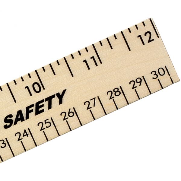 Clear Lacquer Wood Ruler - English & Metric Scale 12