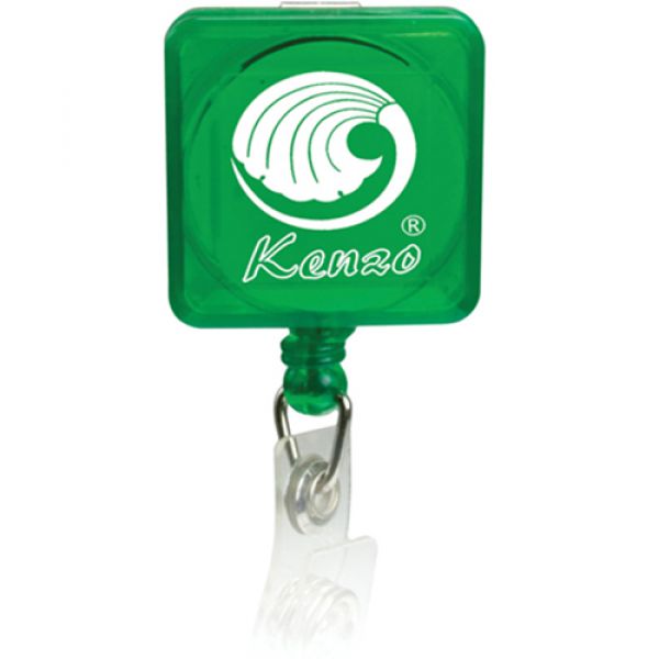 Square Pad Print Retractable Badge Holder with Slide on Clip