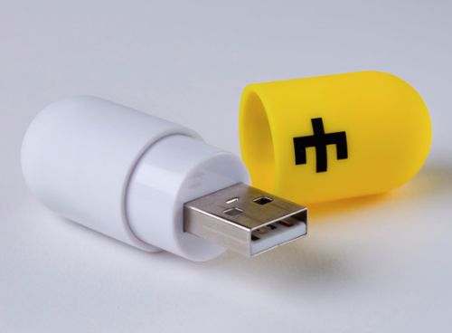 Yellow capsule shaped USB drive -2