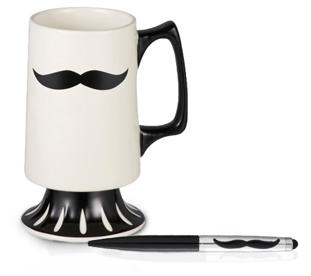 moustache mug and pen