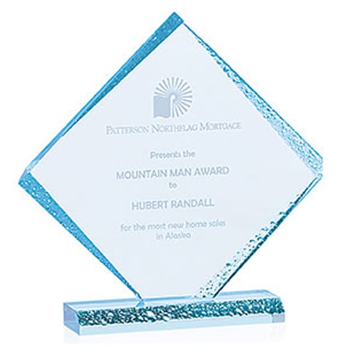 A blue diamond award as a branded corporate gift