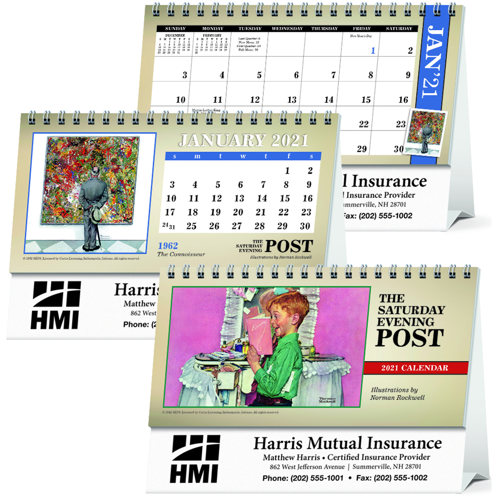 Norman Rockwell desk calendars that are cute promotional products for businesses