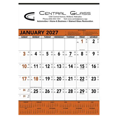 Orange & Black Contractor's Memo Calendars